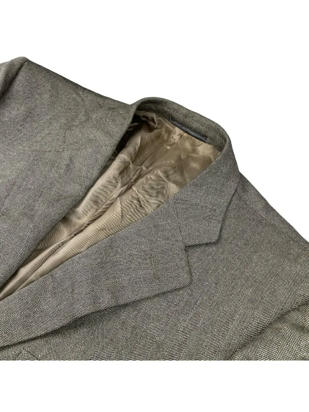 Ermenegildo Zegna Men's Silk/Wool 3-Button Blazer Beige Herringbone • 46R US